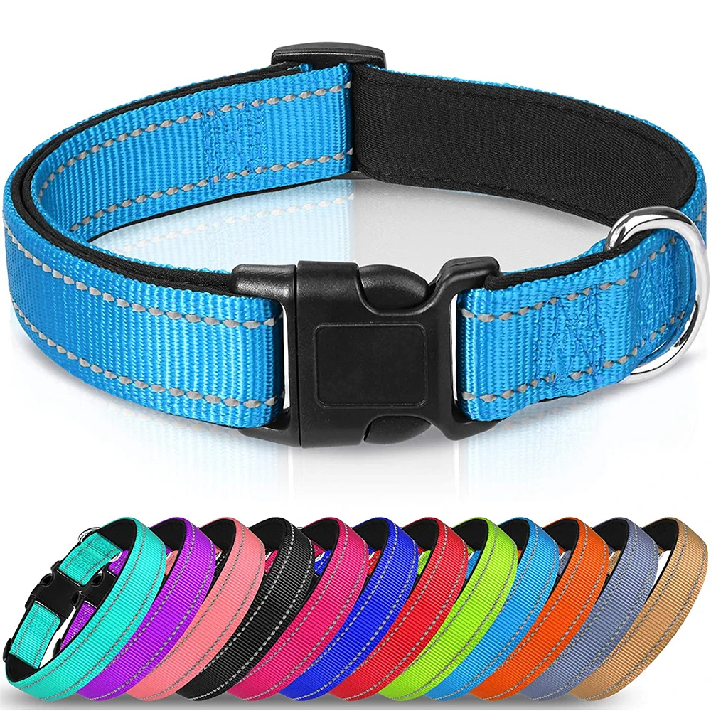 Reflective Dog Collar 12 Colors Soft Neoprene Padded Breathable Nylon Pet Collar Adjustable for Small Medium Large Dogs 4 Sizes
Reflective Dog Collar 12 Colors Soft Neoprene Padded Breathable Nylon Pet Collar Adjustable for Small Medium Large Dogs 4 Sizes