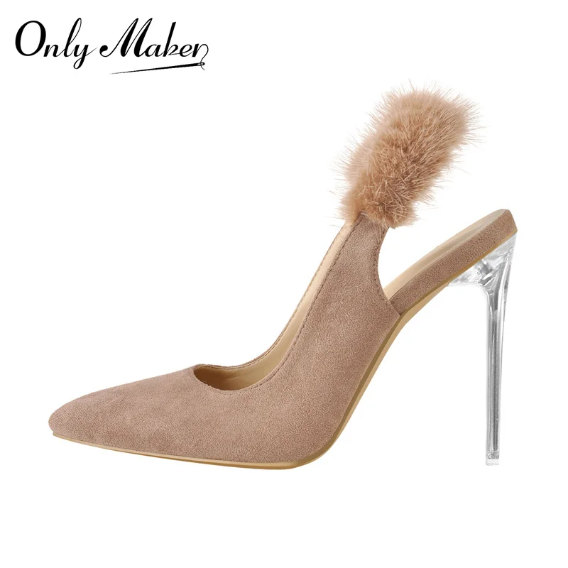 Onlymaker Elegant Women's Pointed Toe Pink Faux Suede Pumps Slingback Artificial Fur Clear Metal Thin Heels Tender
Onlymaker Elegant Women's Pointed Toe Pink Faux Suede Pumps Slingback Artificial Fur Clear Metal Thin Heels Tender