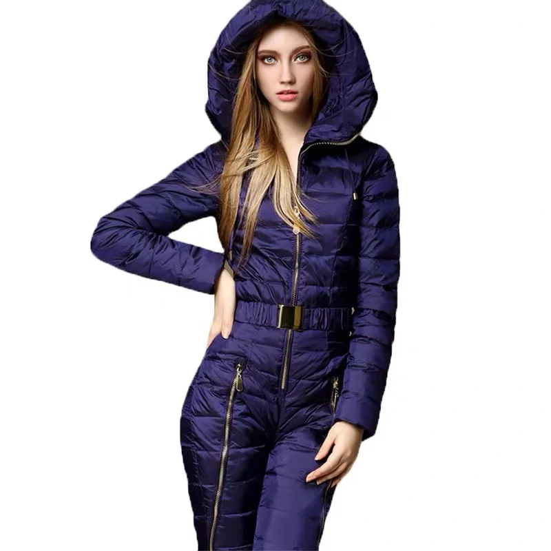 New Style One-piece down Ski Suit Women's Winter European And American One-piece Ski Suit Thick Slimming down coat
New Style One-piece down Ski Suit Women's Winter European And American One-piece Ski Suit Thick Slimming down coat