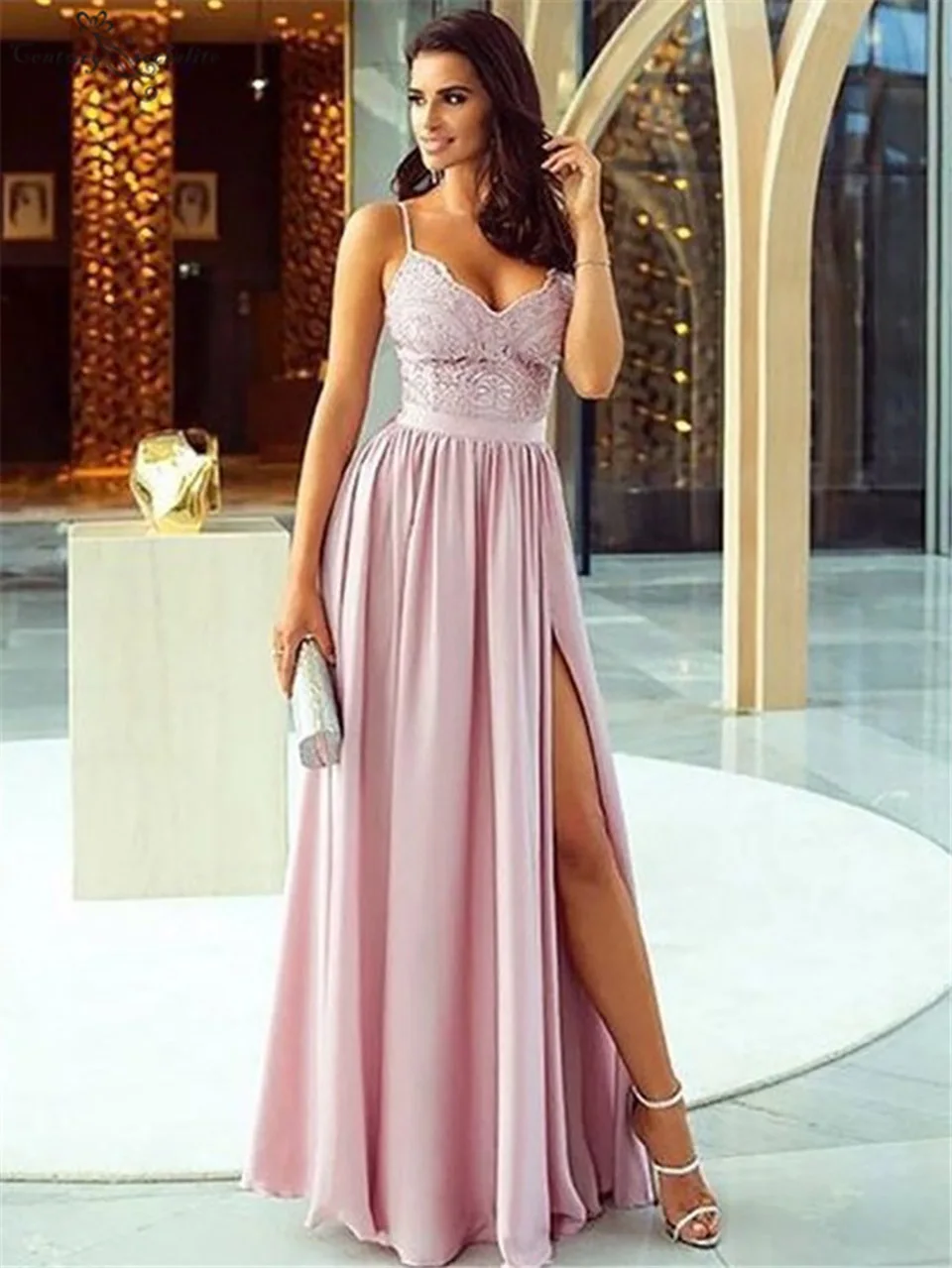 

Sweetheart A Line Gown Thigh-High Slits Gown Sleeveless Applique Dress Elastic Satin Bridesmaid Dresses