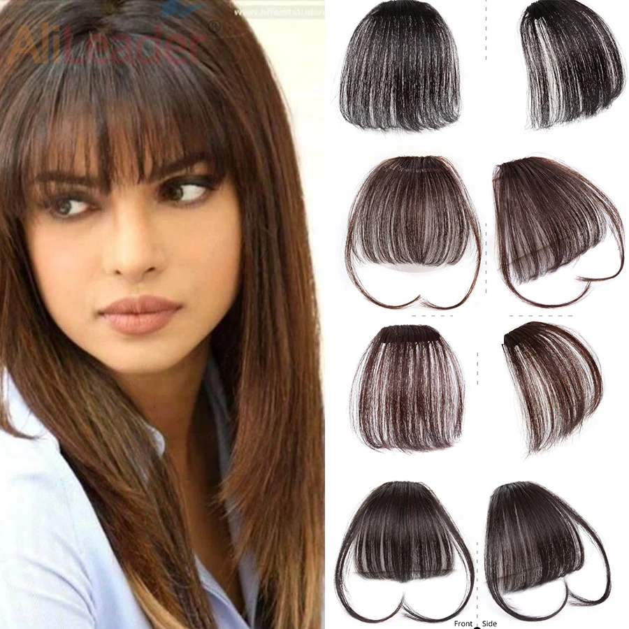 

3D Blunt Bangs Natural Hair Bangs Short Neat Bang Hair Extensions Clip In Fringe Protein Fiber Hairpieces Blunt Hair Bangs Women