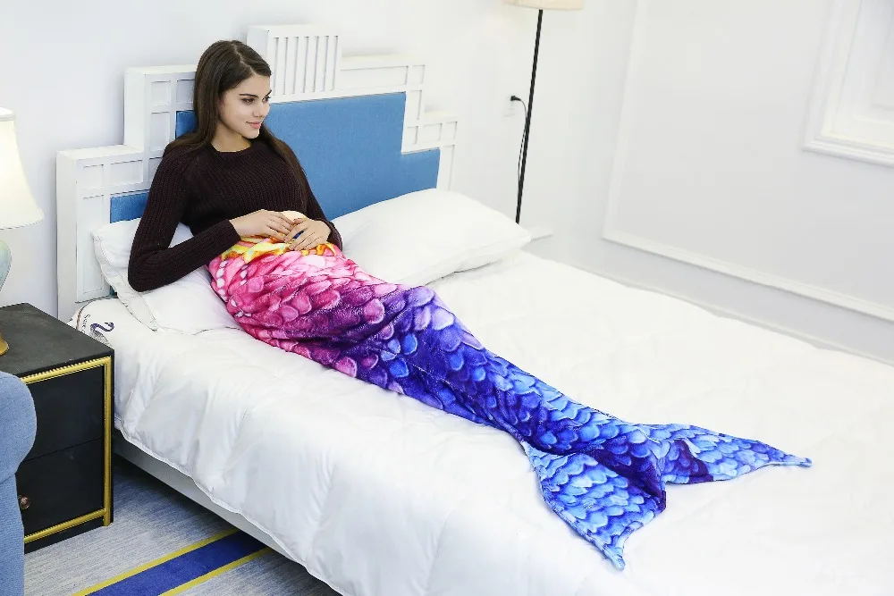 Cartoon Beauty Colorful Mermaid Blanket Winter Soft Flannel Fish Tail Blanket For Adult Fish Scale Pattern Sofa Throw TV Blanket
Cartoon Beauty Colorful Mermaid Blanket Winter Soft Flannel Fish Tail Blanket For Adult Fish Scale Pattern Sofa Throw TV Blanket