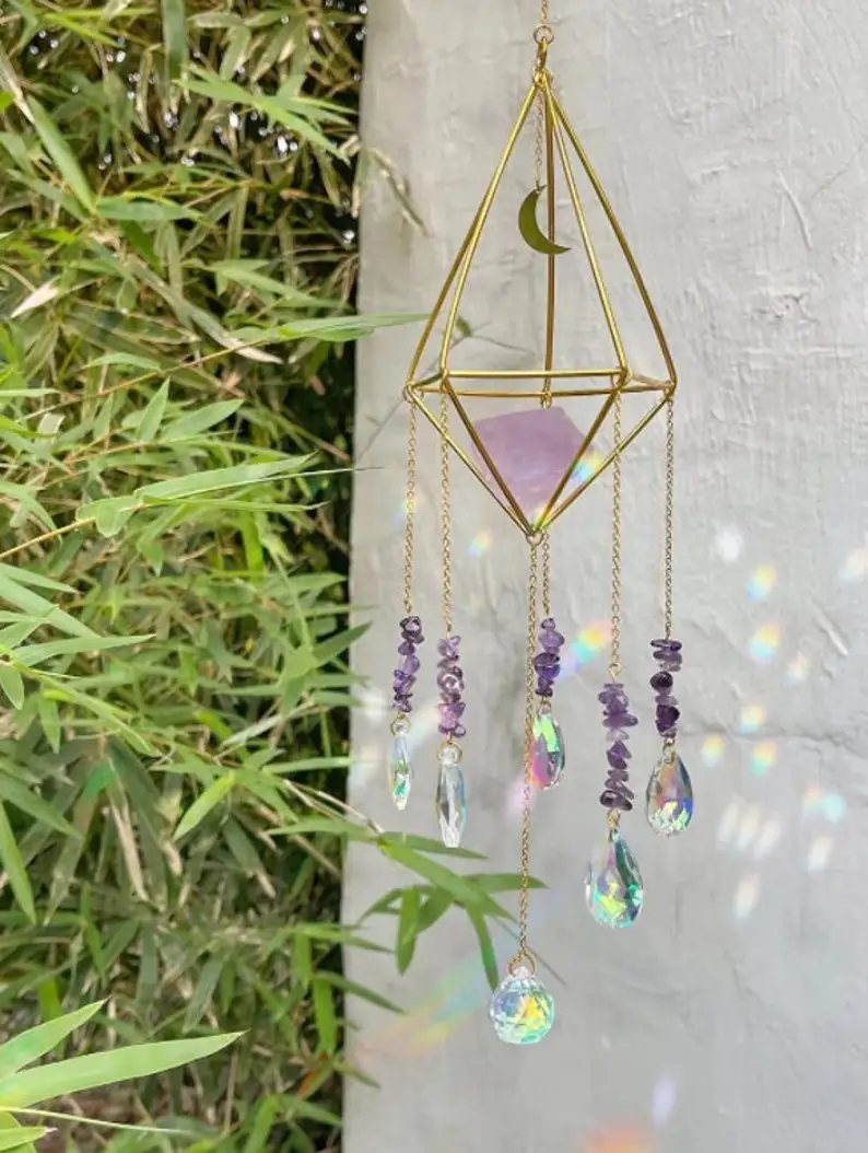 Luxury geometric Amethyst Window SunCatcher/Witchy Sun catcher/Boho Decor/Rainbow Maker/Hanging Crystal Prism/Crystal
Luxury geometric Amethyst Window SunCatcher/Witchy Sun catcher/Boho Decor/Rainbow Maker/Hanging Crystal Prism/Crystal