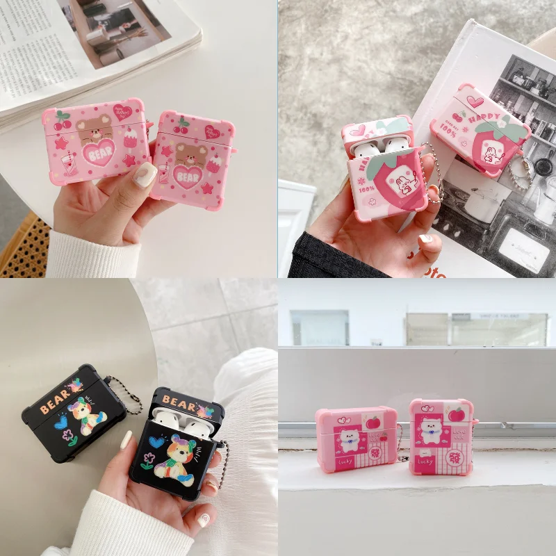For Airpods Case, Cute Luck bear Pattern For Apple airpods 1 2 High Quality IMD shell shockproof Earphone Cover for airpods pro 
For Airpods Case, Cute Luck bear Pattern For Apple airpods 1 2 High Quality IMD shell shockproof Earphone Cover for airpods pro