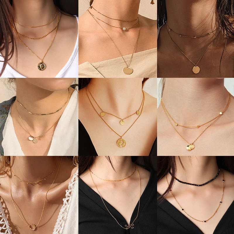 Stainless Steel Necklace For Women Vintage Multilayer Necklace Moon Star Pendant Necklace Charm Jewelry Geometry Chokers Jewelry
Stainless Steel Necklace For Women Vintage Multilayer Necklace Moon Star Pendant Necklace Charm Jewelry Geometry Chokers Jewelry