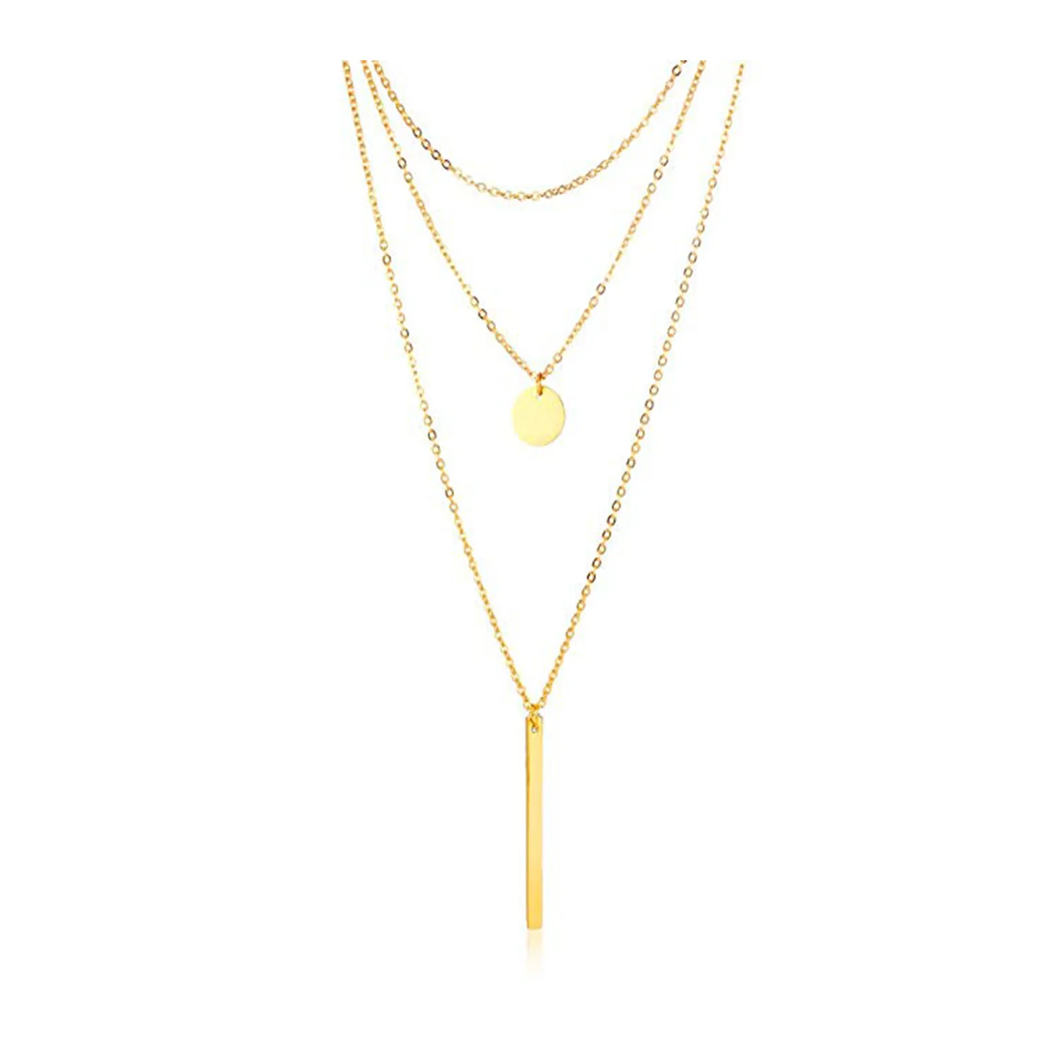 

Hot Sale Fashion Simple Popular Wafer Vertical Multi-layer Clavicle Necklace for Women Stainless Steel Jewelry Gift Wholesale