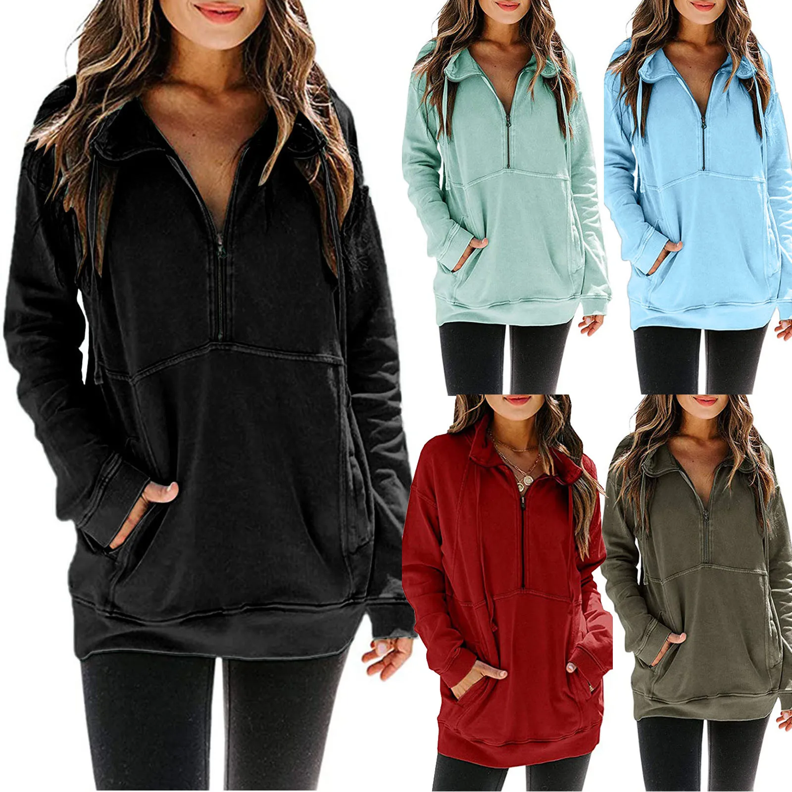Fashion Women Hoodie Quarter Zip Sweatshirts Long Sleeve Pullover With Pockets Pullover Sweatshirt Lightweight Tunics 2021 New
Fashion Women Hoodie Quarter Zip Sweatshirts Long Sleeve Pullover With Pockets Pullover Sweatshirt Lightweight Tunics 2021 New