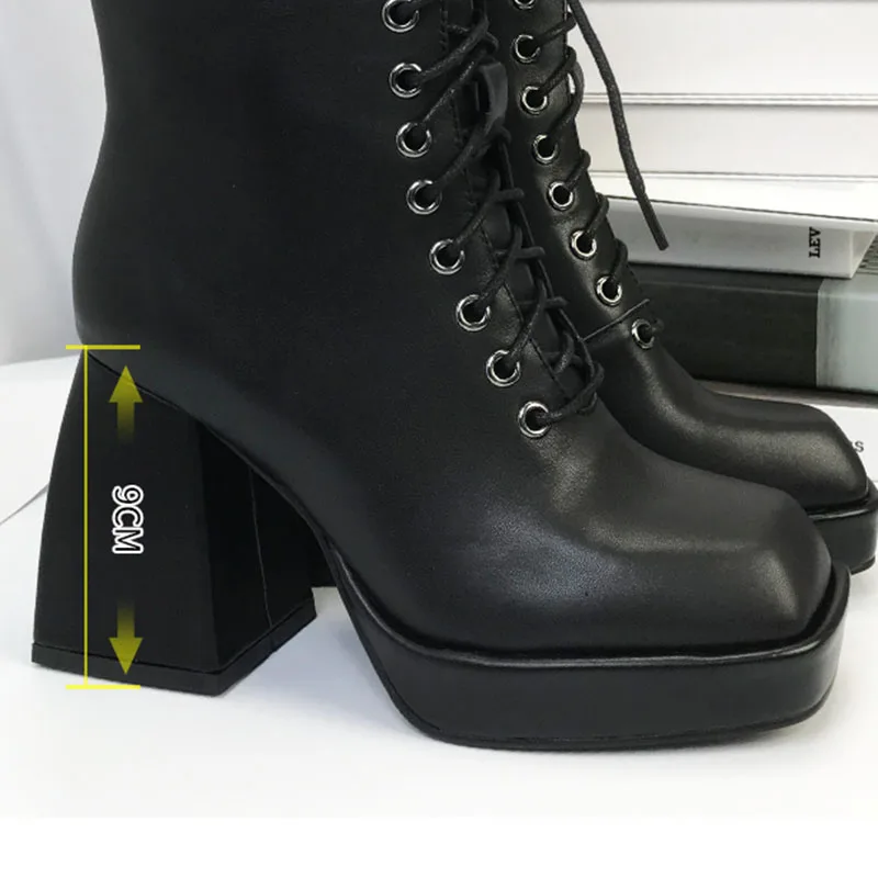 Chic Design Ankle Boots Women Square Toe Lace Up Strange High Heel Boots Woman Fashion Short Boots
Chic Design Ankle Boots Women Square Toe Lace Up Strange High Heel Boots Woman Fashion Short Boots