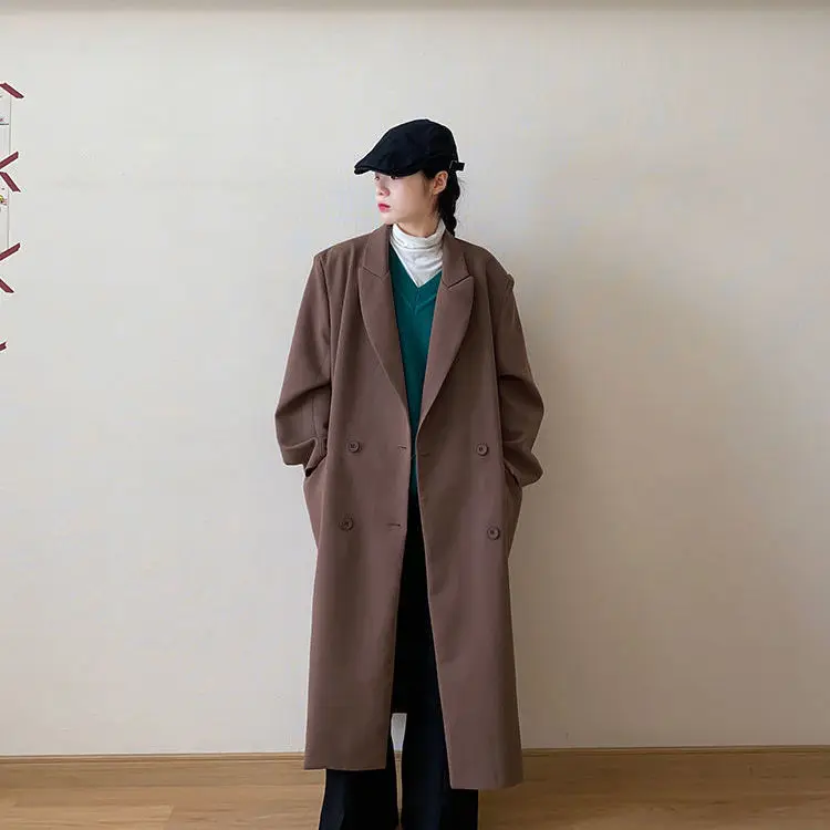 Женский Длинный офисный костюм, винтажное шерстяное пальто с отложным воротником, однобортное пальто для девушек с широкой талией, весна-ос...
Женский Длинный офисный костюм, винтажное шерстяное пальто с отложным воротником, однобортное пальто для девушек с широкой талией, весна-ос...