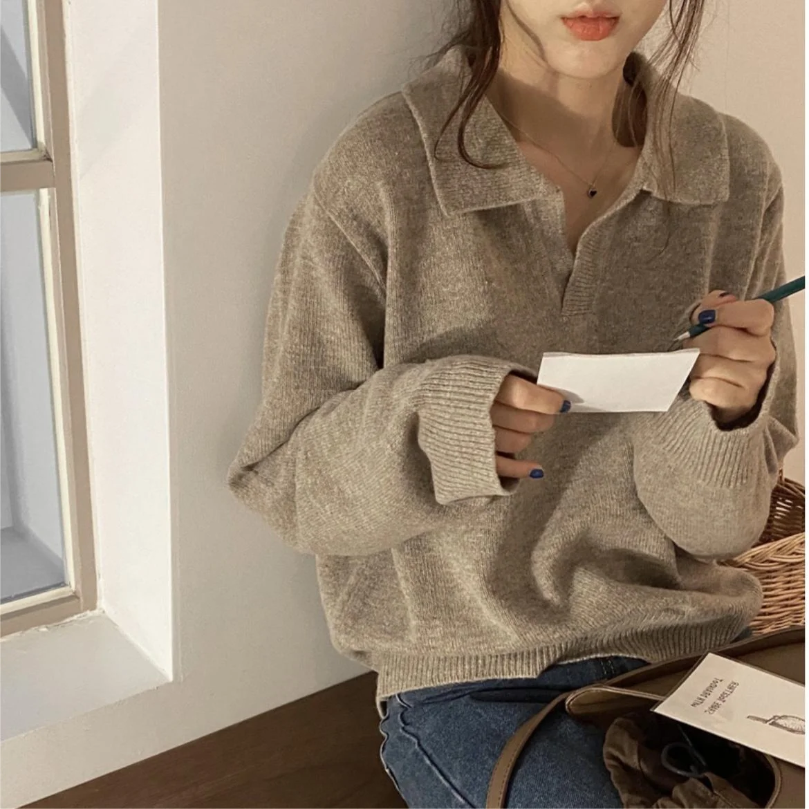 Women Pullover Korean Simple Long Sleeve Warm Knit New Autumn Winter Lapel Lazy Sweater Coat Women's Top Rachel 
Women Pullover Korean Simple Long Sleeve Warm Knit New Autumn Winter Lapel Lazy Sweater Coat Women's Top Rachel