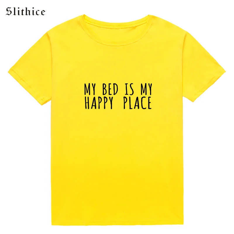 Футболка Slithice с надписью My bed is my happy place футболка унисекс для женщин милая графика