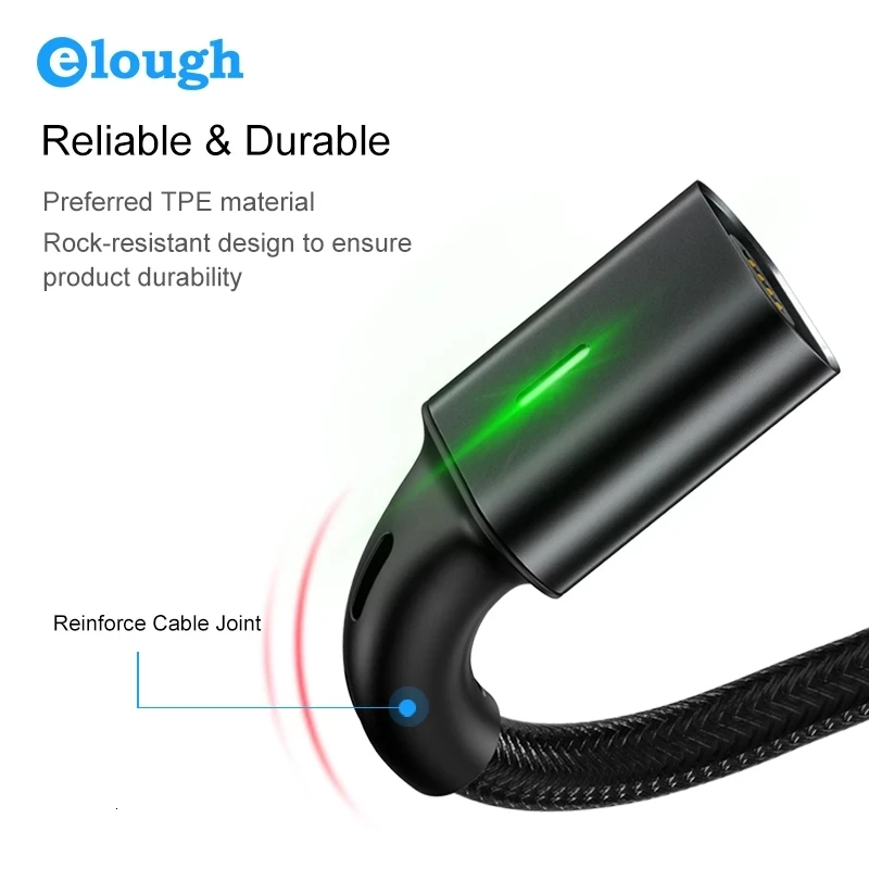 Магнитный кабель Elough для быстрой зарядки Micro USB Type-C iPhone X Huawei QC 3 0 магнитное быстрое