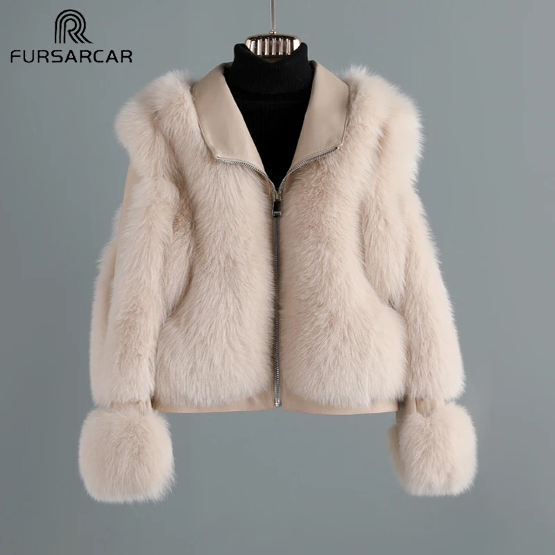 Женская куртка из натуральной овечьей кожи FURSARCAR, пальто из натурального Лисьего меха, модная зимняя шуба, женская уличная верхняя одежда
Женская куртка из натуральной овечьей кожи FURSARCAR, пальто из натурального Лисьего меха, модная зимняя шуба, женская уличная верхняя одежда
