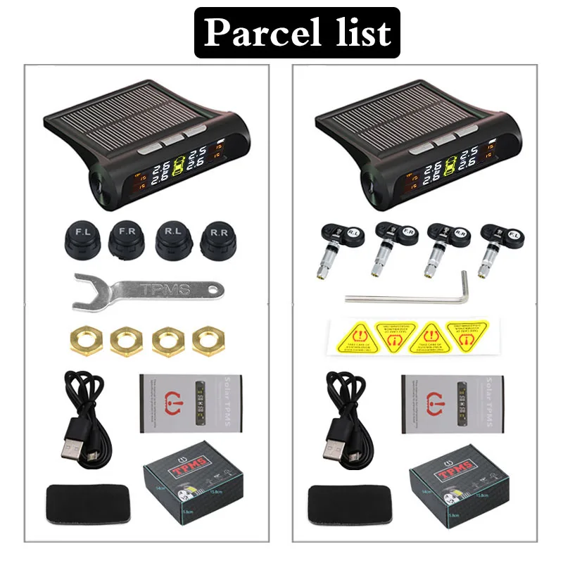 Car solar TPMS tire pressure monitor wireless tire pressure monitoring alarm or voice system LCD color display Two installation
Car solar TPMS tire pressure monitor wireless tire pressure monitoring alarm or voice system LCD color display Two installation