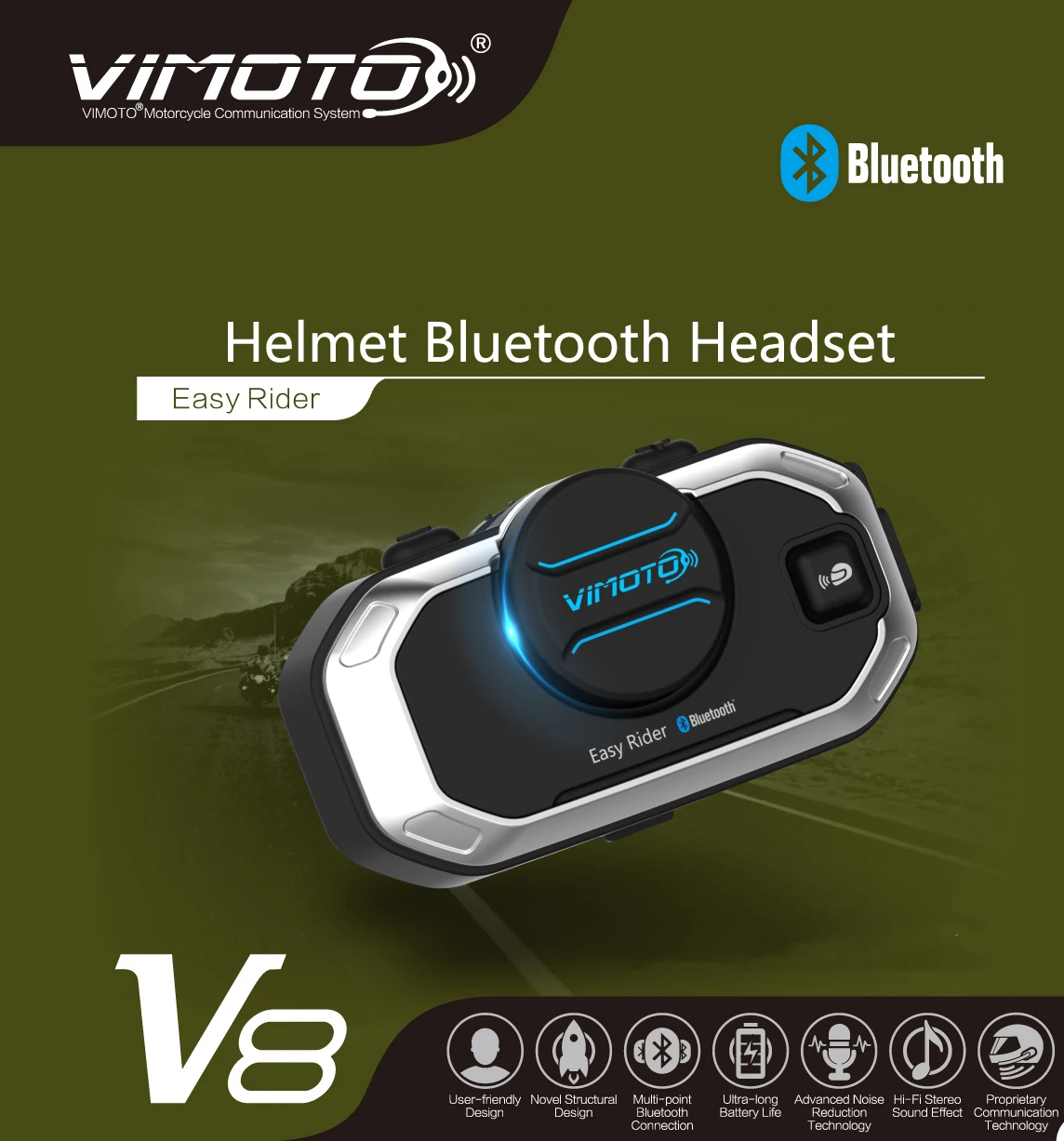 Vimoto V8 Bluetooth Motorcycle Helmet Intercom Headset Simultaneously Connect 2 High-Fidelity
Vimoto V8 Bluetooth Motorcycle Helmet Intercom Headset Simultaneously Connect 2 High-Fidelity