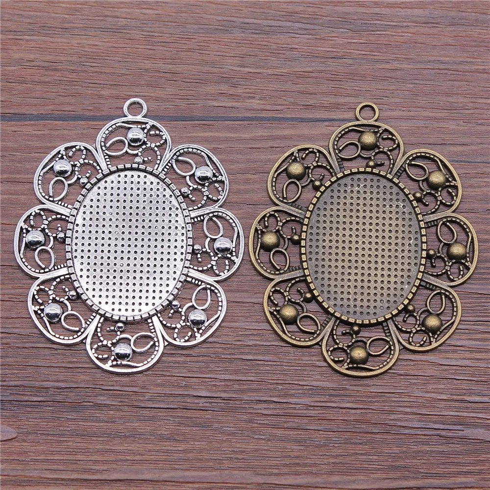 WYSIWYG 1pcs 30x40mm Inner Size Oval Flower Cabochon Base Setting Antique Bronze Antique Silver Color For Jewelry Making
WYSIWYG 1pcs 30x40mm Inner Size Oval Flower Cabochon Base Setting Antique Bronze Antique Silver Color For Jewelry Making