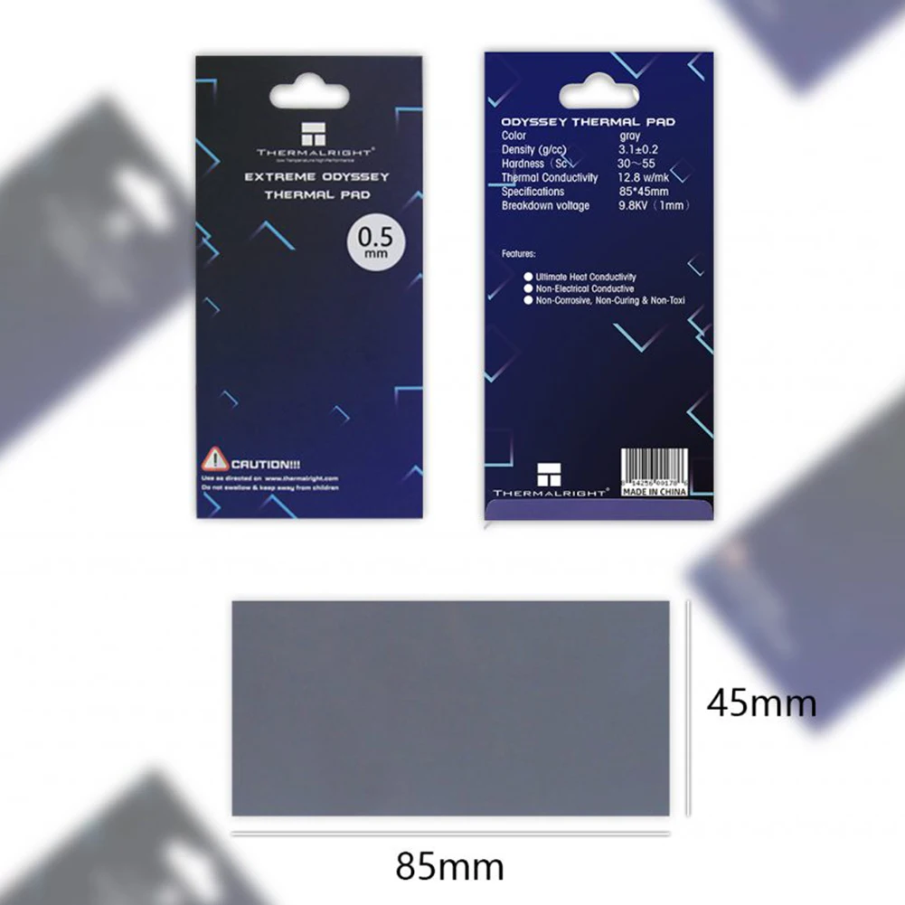 Thermal Pad 12.8 W/mk Silicone Thermal Conductive Pads 85x45mm for GPU CPU IC Chipset Heatsink
Thermal Pad 12.8 W/mk Silicone Thermal Conductive Pads 85x45mm for GPU CPU IC Chipset Heatsink
