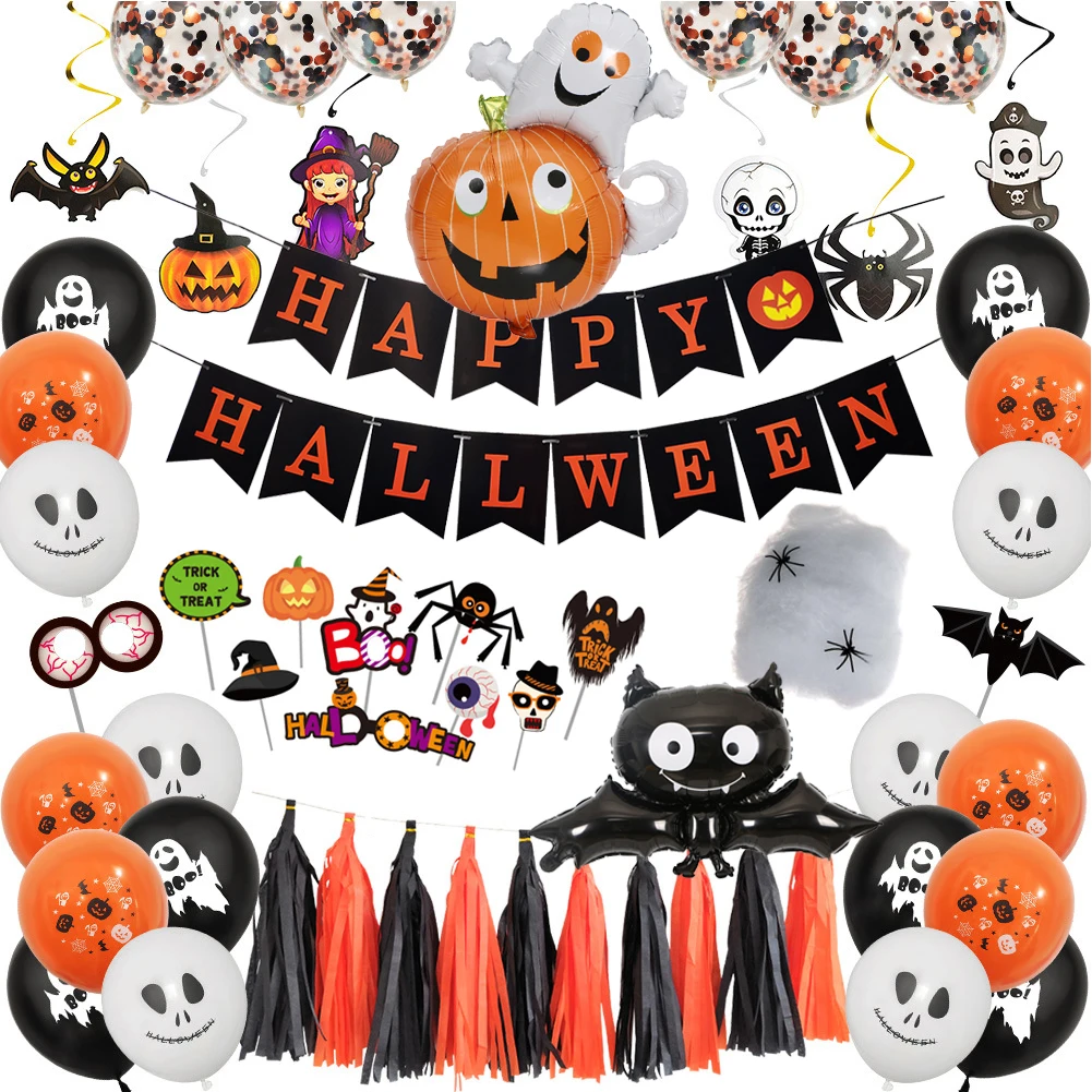 15Pcs Halloween Party Decoration Set Happy Halloween Banner Pumpkin Honeycomb Ghost Smiley Balloon For Halloween Home Decor
15Pcs Halloween Party Decoration Set Happy Halloween Banner Pumpkin Honeycomb Ghost Smiley Balloon For Halloween Home Decor