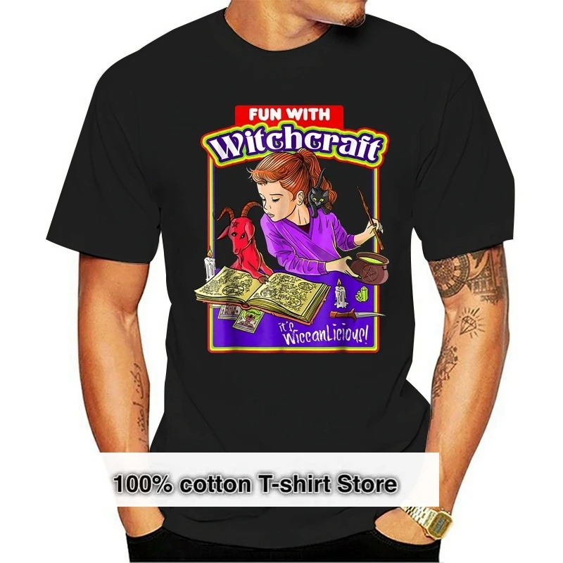 Fun With Witchcraft Tops Tee T Shirt Is Wiccan-licious! Necronomicon T-Shirt Popular Tagless
Fun With Witchcraft Tops Tee T Shirt Is Wiccan-licious! Necronomicon T-Shirt Popular Tagless