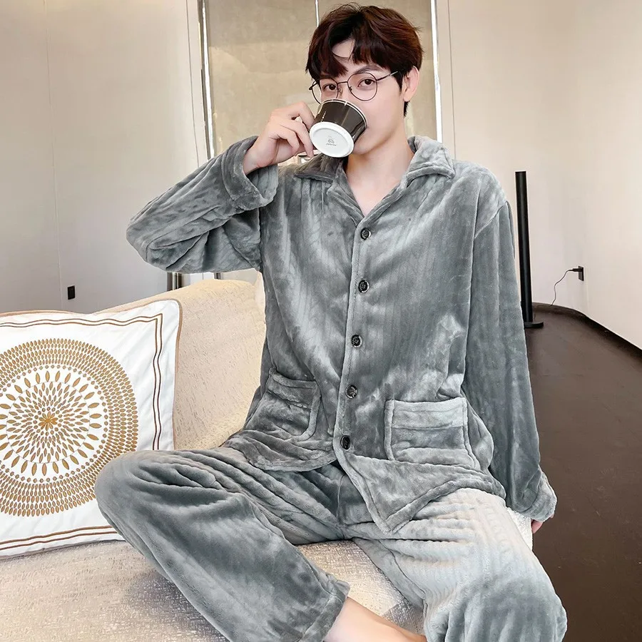 Men's Coral Velvet 2PCS Pajamas Suit Winter New Full Sleeve Home Clothes Loose Nightwear With Pocket Sleepwear Casual Pyjama
Men's Coral Velvet 2PCS Pajamas Suit Winter New Full Sleeve Home Clothes Loose Nightwear With Pocket Sleepwear Casual Pyjama