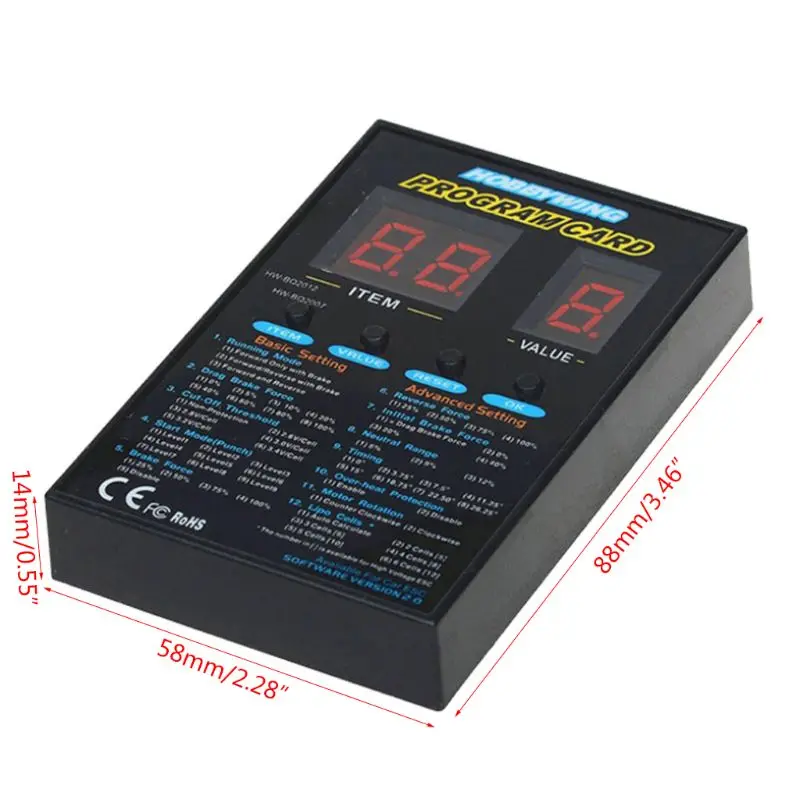 C5AA 120A RC Car Program Card LED Program Box Card Brushless ESC Setting Card 4.8V-6.0V Input Voltage
C5AA 120A RC Car Program Card LED Program Box Card Brushless ESC Setting Card 4.8V-6.0V Input Voltage