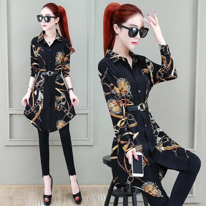 Spring dress shirt female 2021 new Korean large loose medium length top spring and autumn fashion temperament Long Sleeve Shirt
Spring dress shirt female 2021 new Korean large loose medium length top spring and autumn fashion temperament Long Sleeve Shirt
