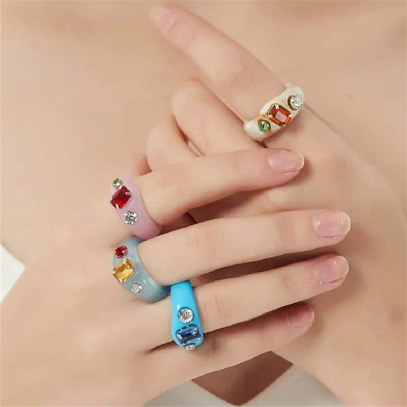 New Design Multicolor Acrylic Ring Size 7 Handemade Rhinestone Resin Finger Jewelry Fashion Gift Bague Bijoux
New Design Multicolor Acrylic Ring Size 7 Handemade Rhinestone Resin Finger Jewelry Fashion Gift Bague Bijoux