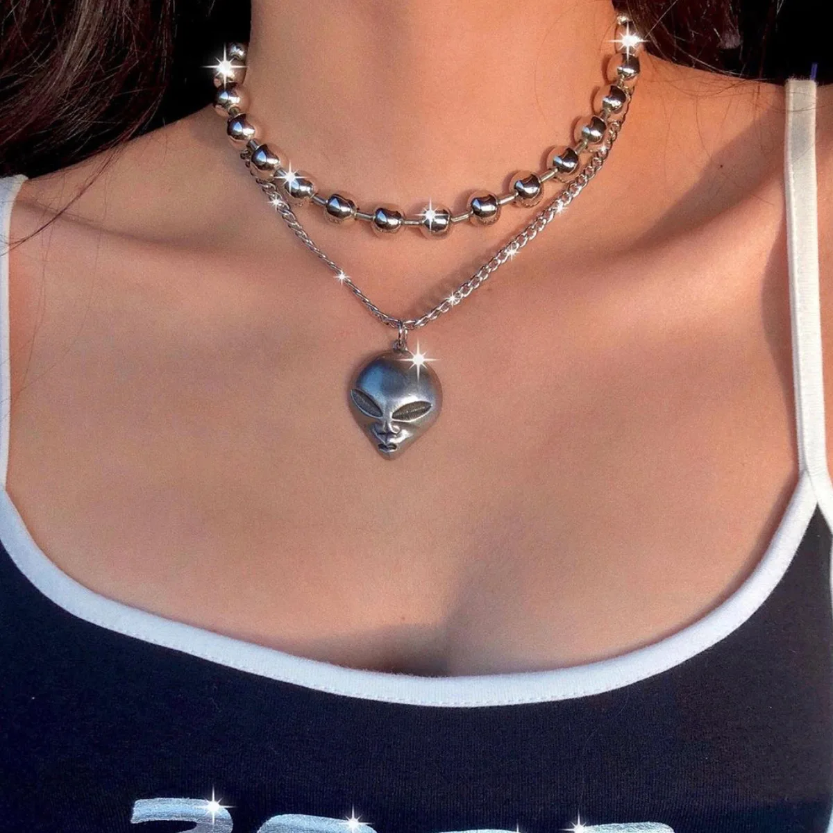 Fashion Personality Beaded Necklace Multilayer Skull Pendant Chain Necklace Women's Punk Hip Hop Jewelry Metal Choker
Fashion Personality Beaded Necklace Multilayer Skull Pendant Chain Necklace Women's Punk Hip Hop Jewelry Metal Choker