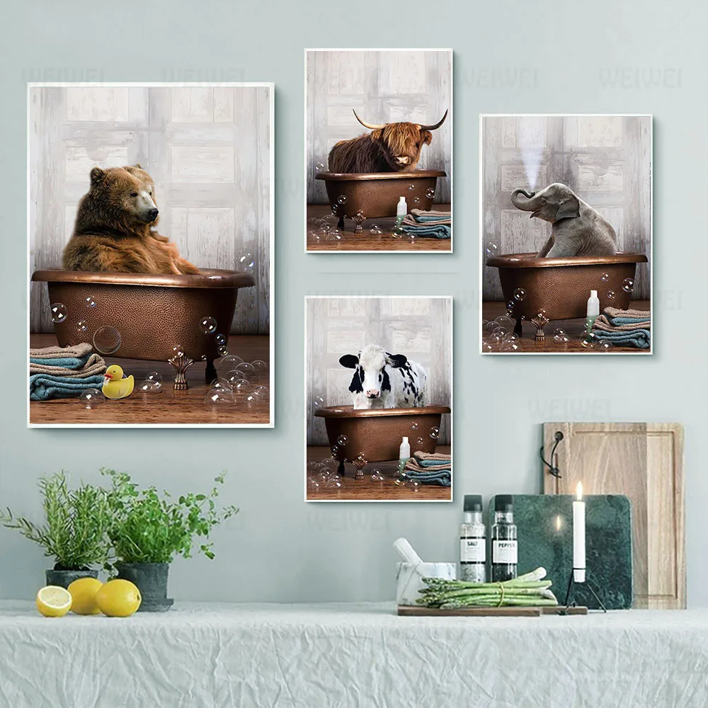 Nordic Wall Pictures Canvas Painting Wall Art Bathtub Animals Cow Bear Poster Elephant Yak Art Print Living Room Decoration Weiw
Nordic Wall Pictures Canvas Painting Wall Art Bathtub Animals Cow Bear Poster Elephant Yak Art Print Living Room Decoration Weiw