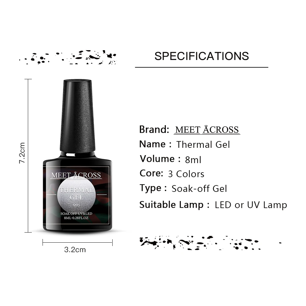 MEET ACROSS 8ml Thermal Platinum Gel Soak Off UV Gel Polish Temperature Color-changing Gel Varnish Shining Nail Art Gel varnish
MEET ACROSS 8ml Thermal Platinum Gel Soak Off UV Gel Polish Temperature Color-changing Gel Varnish Shining Nail Art Gel varnish