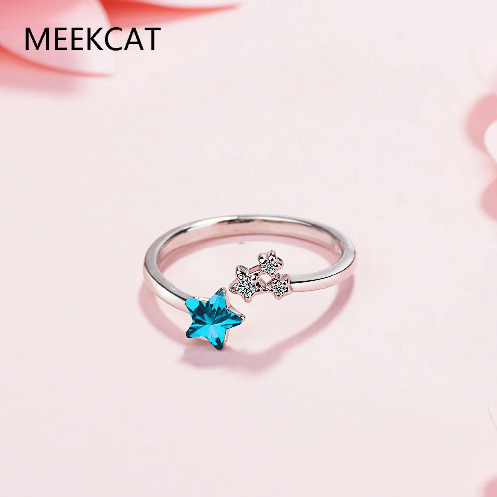 925 Sterling Silver Blue Crystal Zircon Star Adjustable Ring For Fashion Women Party Cute Fine Jewelry Minimalist Accessories
925 Sterling Silver Blue Crystal Zircon Star Adjustable Ring For Fashion Women Party Cute Fine Jewelry Minimalist Accessories