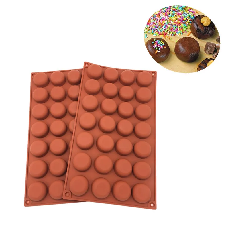 

28 Cavities Round Shape Silicone Mold Fondant Chocolate Mould Oblate Silicone Baking Tray Cake Pastry Baking Decorating Tools