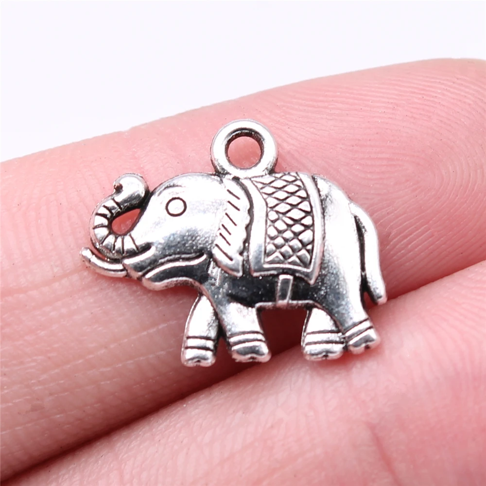 

WYSIWYG 20pcs 18x15mm Elephant Charms Antique Silver Color For DIY Jewelry Making Zinc Alloy Charms Pendant Jewelry Findings