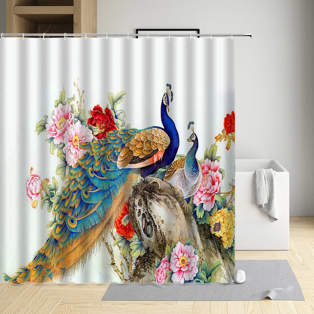 Peacock Shower Curtains Chinese Bird Feather Flower Print Pattern Home Bathroom Decor Curtain Waterproof Polyester With Hooks
Peacock Shower Curtains Chinese Bird Feather Flower Print Pattern Home Bathroom Decor Curtain Waterproof Polyester With Hooks