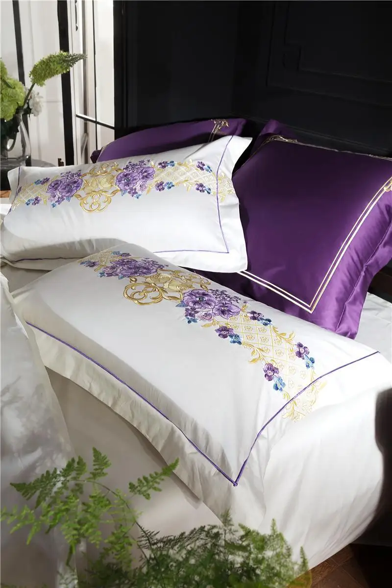 Oriental Embroidery Luxury Bedding Set Egyptian cotton Bed cover set Queen King Size Duvet cover White Blue Bed sheet set 4/6Pcs
Oriental Embroidery Luxury Bedding Set Egyptian cotton Bed cover set Queen King Size Duvet cover White Blue Bed sheet set 4/6Pcs