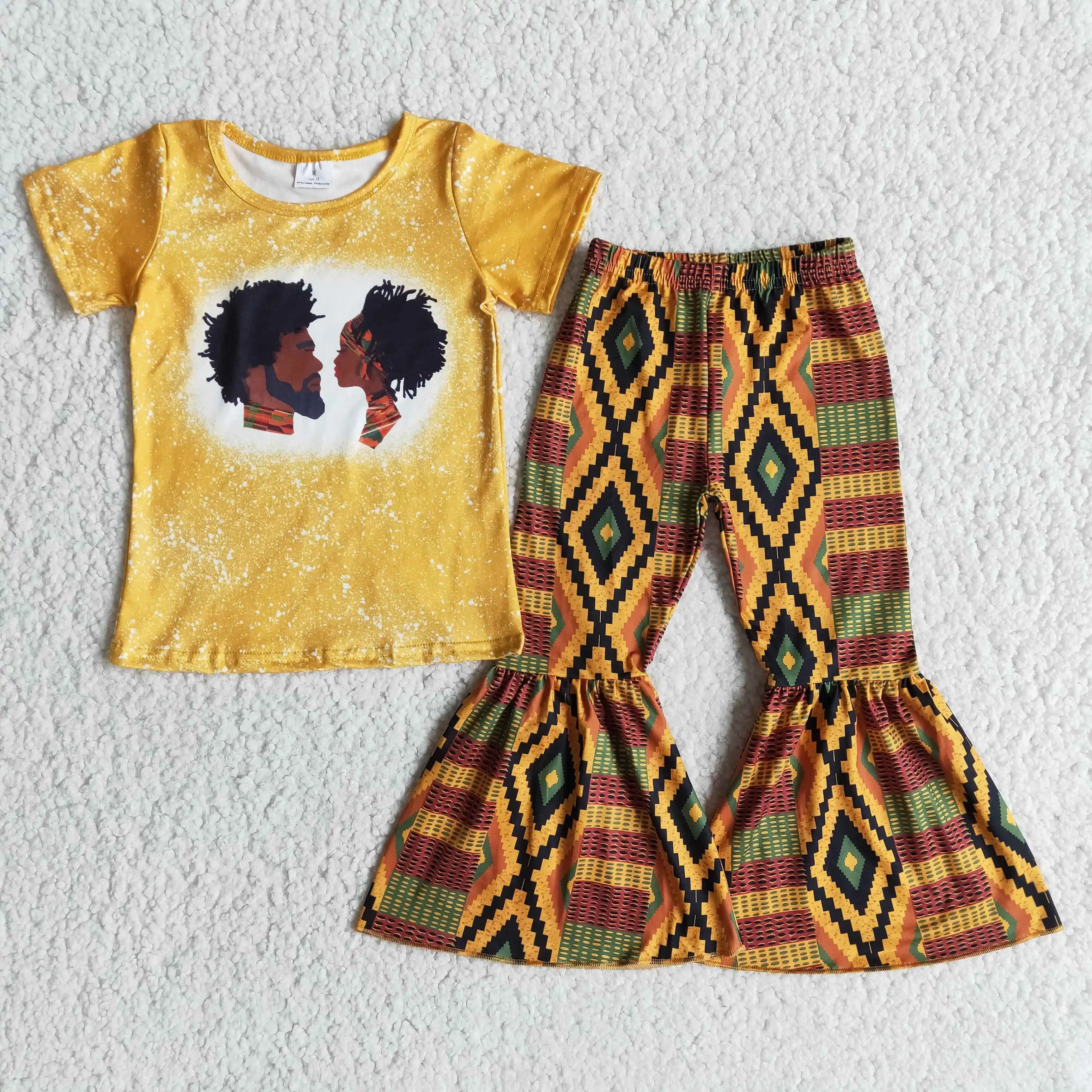 Boutique baby outfits black is history yellow shirt bell bottom pants kids two piece set toddler girls clothing sets
Boutique baby outfits black is history yellow shirt bell bottom pants kids two piece set toddler girls clothing sets