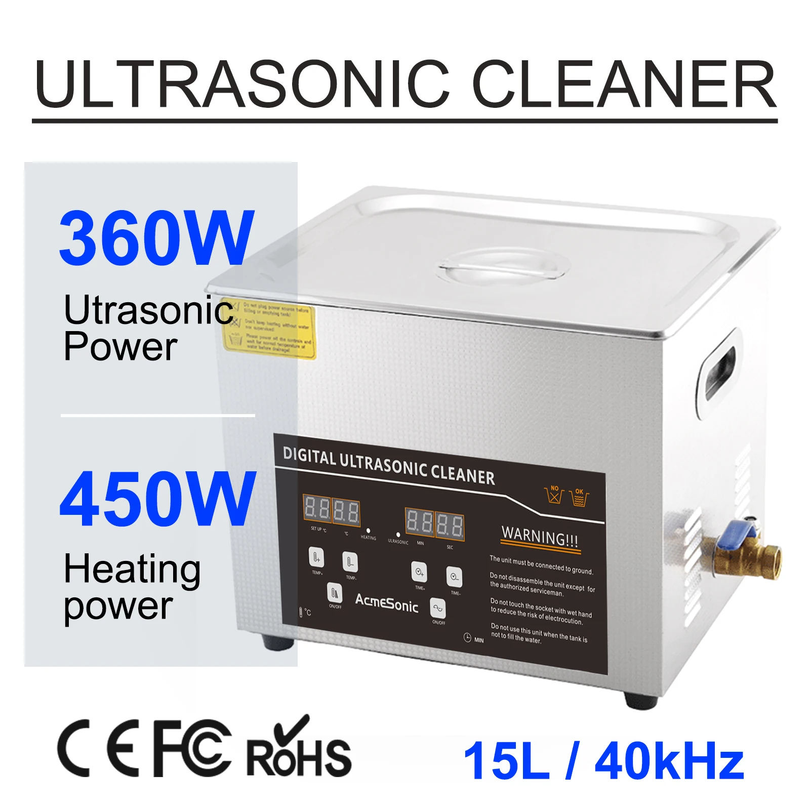 Промышленный ультразвуковой очиститель 15 литров, мощный Промышленный Очиститель 300 Вт 40 кГц с нагревателем для алмазной очистительной маши... 
Промышленный ультразвуковой очиститель 15 литров, мощный Промышленный Очиститель 300 Вт 40 кГц с нагревателем для алмазной очистительной маши...