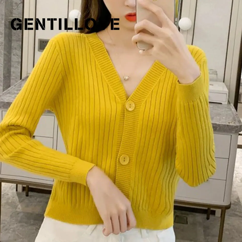 Vintage V Neck Knitted Women Sweater Cardigan Ribbed Single Breasted Button Coat Solid Loose Long Sleeve Blouse Fashion Tops
Vintage V Neck Knitted Women Sweater Cardigan Ribbed Single Breasted Button Coat Solid Loose Long Sleeve Blouse Fashion Tops