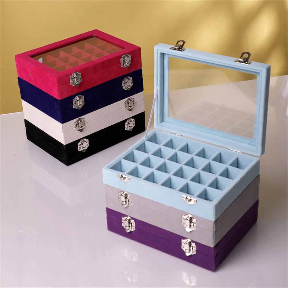 24 Grids Transparent Jewelry Ring Storage Box Flannel Jewelry Storage Box Earrings Necklaces Holder Case Organizer For Women
24 Grids Transparent Jewelry Ring Storage Box Flannel Jewelry Storage Box Earrings Necklaces Holder Case Organizer For Women