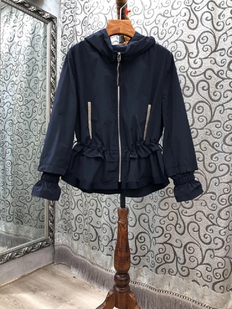 2020 Autumn Fashion Coat Jacket High Quality Casual Clothing Women Hooded Striped Color Block Long Sleeve Pink Dark Blue Coats
2020 Autumn Fashion Coat Jacket High Quality Casual Clothing Women Hooded Striped Color Block Long Sleeve Pink Dark Blue Coats