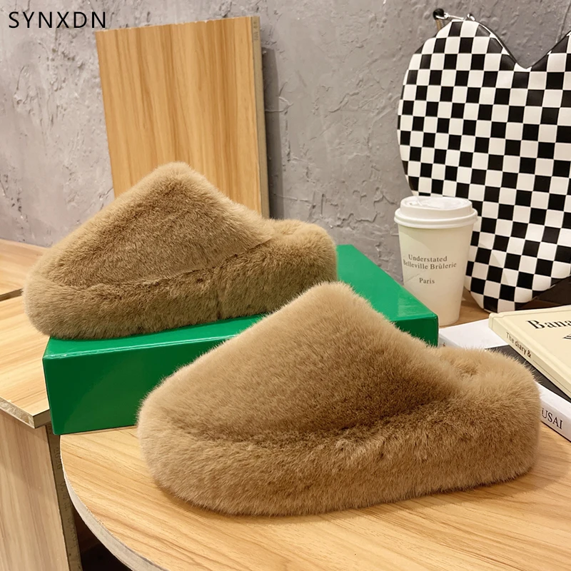 SYNXDN Flats Thick Bottom Women Slippers Plush Home Closed Toe Soft Winter Platform Anti Slip Fluffy Women Slides
SYNXDN Flats Thick Bottom Women Slippers Plush Home Closed Toe Soft Winter Platform Anti Slip Fluffy Women Slides