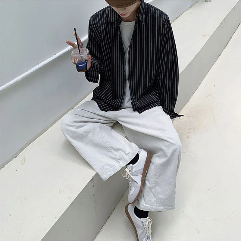 Men Shirts Striped Baggy Long Sleeved Tops Male Chic Harajuku Unisex Simple All-match Leisure Hipsters New Student Trendy Cloth 
Men Shirts Striped Baggy Long Sleeved Tops Male Chic Harajuku Unisex Simple All-match Leisure Hipsters New Student Trendy Cloth