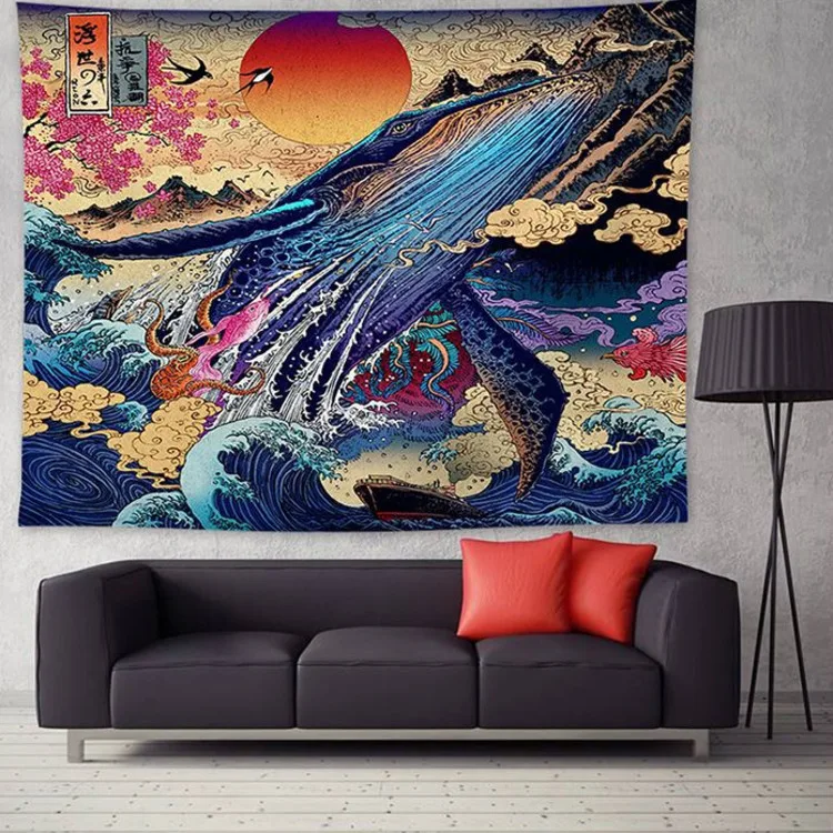 Ukiyo-e Japanese Style Living Room Tapestry Wave Tapestry Decorative Painting Kanagawa Surfing Wallcloth Background Cloth 
Ukiyo-e Japanese Style Living Room Tapestry Wave Tapestry Decorative Painting Kanagawa Surfing Wallcloth Background Cloth
