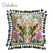 Diphylleia Pillow Case Artistic British Antique Forest Buterfly Bird Print Luxury Velvet Sofa Chair Cushion Cover Free Shipping