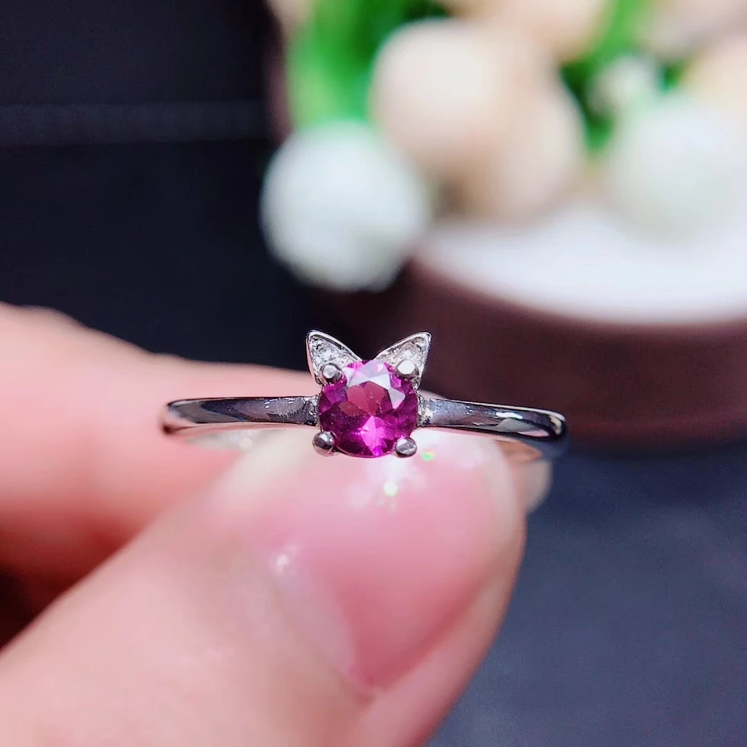 CoLife Jewelry Cute Silver Kitten Ring 4mm Natural Garnet Silver Ring 925 Silver Garnet Jewelry Gift for Woman
CoLife Jewelry Cute Silver Kitten Ring 4mm Natural Garnet Silver Ring 925 Silver Garnet Jewelry Gift for Woman