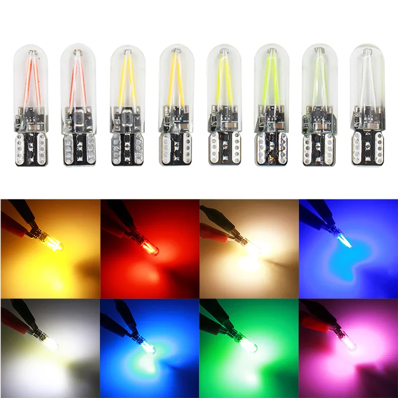 

2PCS W5W LED T10 194 168 COB Glass car light Led Filament Light Auto Automobiles Reading Dome Bulb Lamp car styling 12v