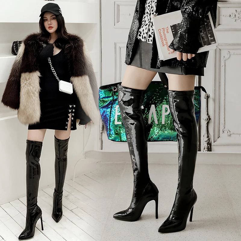 INS women over-the-knee boots plus size 22-26.5cm spring and autumn Microfiber patent leather women thigh high boots super heel
INS women over-the-knee boots plus size 22-26.5cm spring and autumn Microfiber patent leather women thigh high boots super heel
