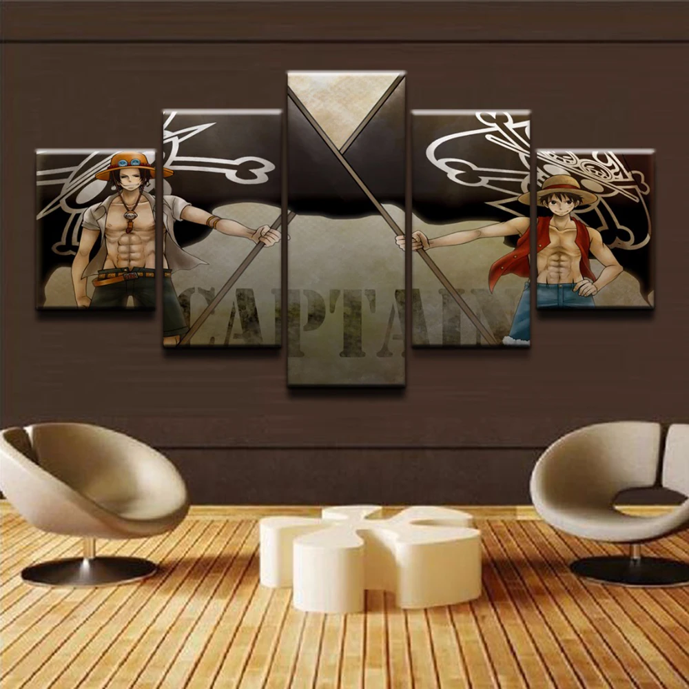 

5 Pcs Cuadros Roles Flags Luffy Wall Art Modular Canvas Posters Pictures HD Prints Paintings Home Decor Living Room Decoration