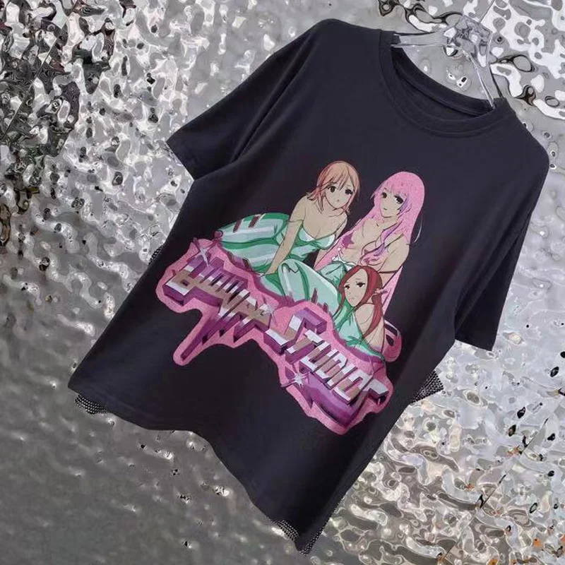2021 Autumn Clothes Women T Shirts Diamond Bling Hollow Out Casual Cartoon Printed Cotton Tee Shirts Korean Fashion Anime Tops
2021 Autumn Clothes Women T Shirts Diamond Bling Hollow Out Casual Cartoon Printed Cotton Tee Shirts Korean Fashion Anime Tops