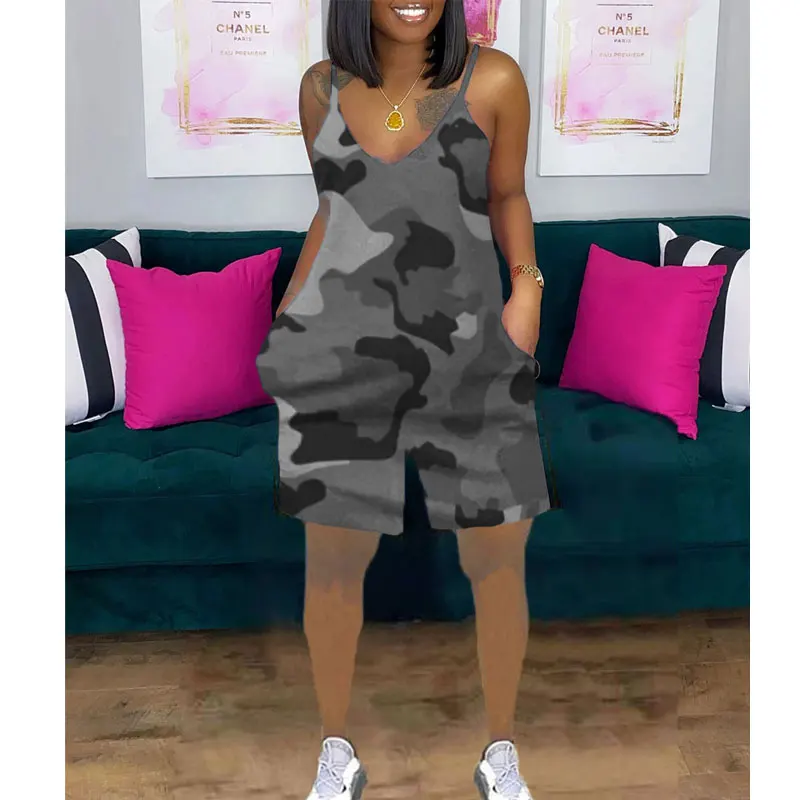 Women Strap V Neck Loose Camouflage Pocket Summer Casual Female Lady Clothing One Piece Romper Jumpsuit Playsuits Shorts Pants
Women Strap V Neck Loose Camouflage Pocket Summer Casual Female Lady Clothing One Piece Romper Jumpsuit Playsuits Shorts Pants